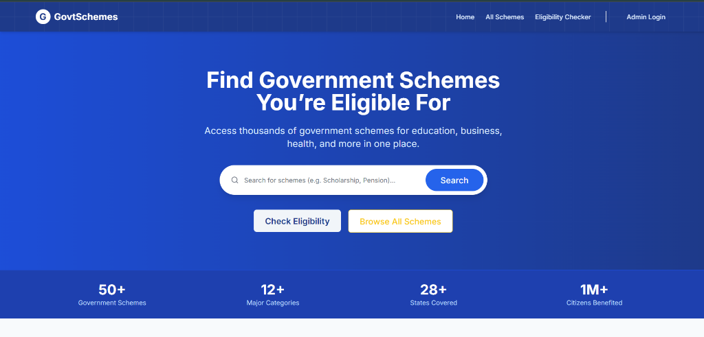 GovtScheme Project Screenshot